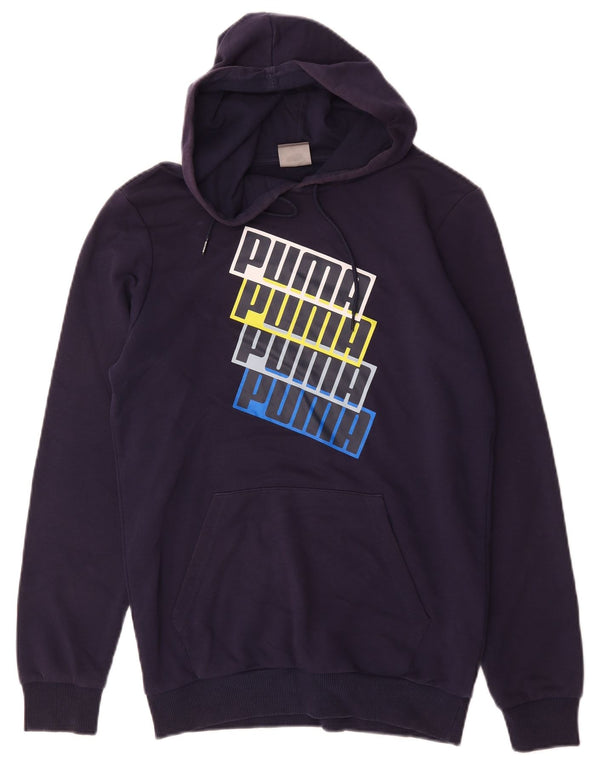 Puma Mens Graphic Hoodie Jumper XS Navy Blue Cotton