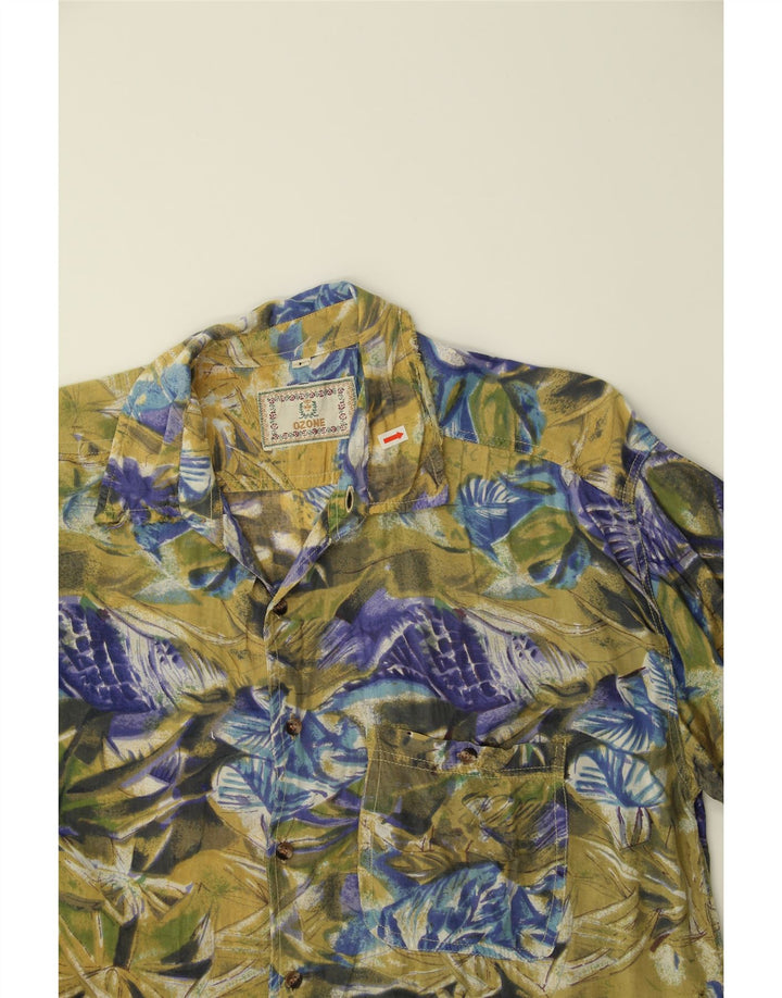OZONE Mens Short Sleeve Shirt Large Green Floral Vintage Ozone and Second-Hand Ozone from Messina Hembry 
