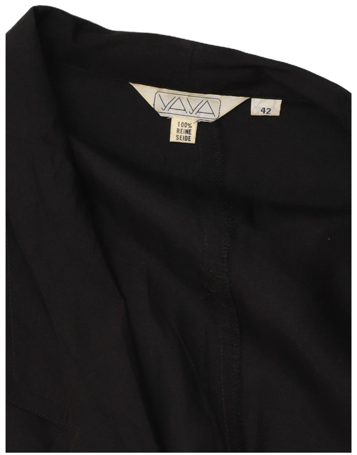 Jachetă pentru femei VINTAGE cu 2 nasturi EU 42 Mătase mare neagră