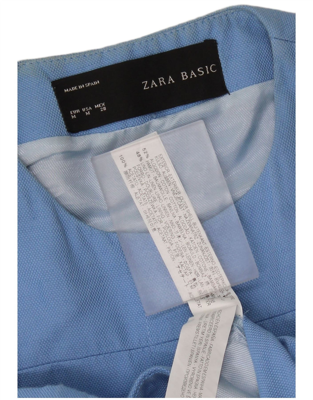 Pardesiu pentru femei Zara UK 12, bumbac albastru mediu