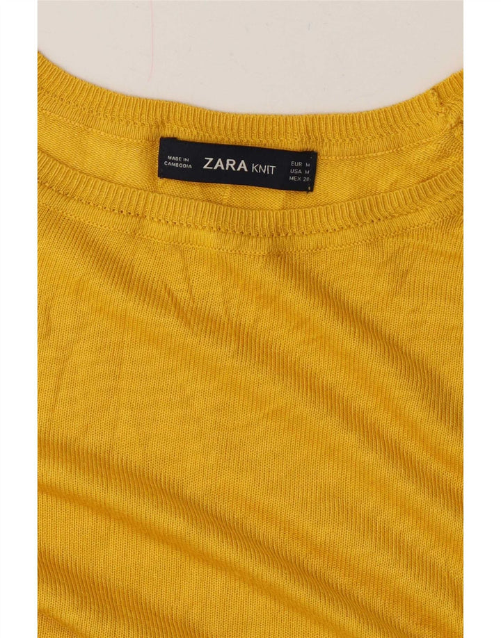 Pulover supradimensionat pentru femei Zara, cu gât de barcă, UK 14, galben mediu