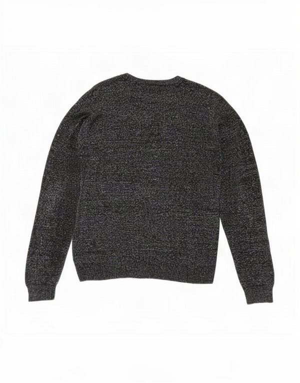 Topshop Pulover supradimensionat pentru femei cu gâtul turnat, UK 10, mic, negru, pete