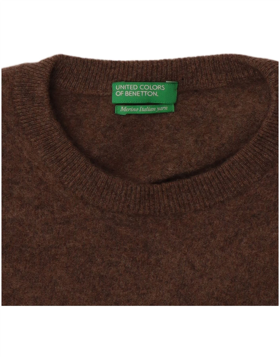 Pulover Benetton pentru femei cu gâtul turnat, maro mediu, UK 12