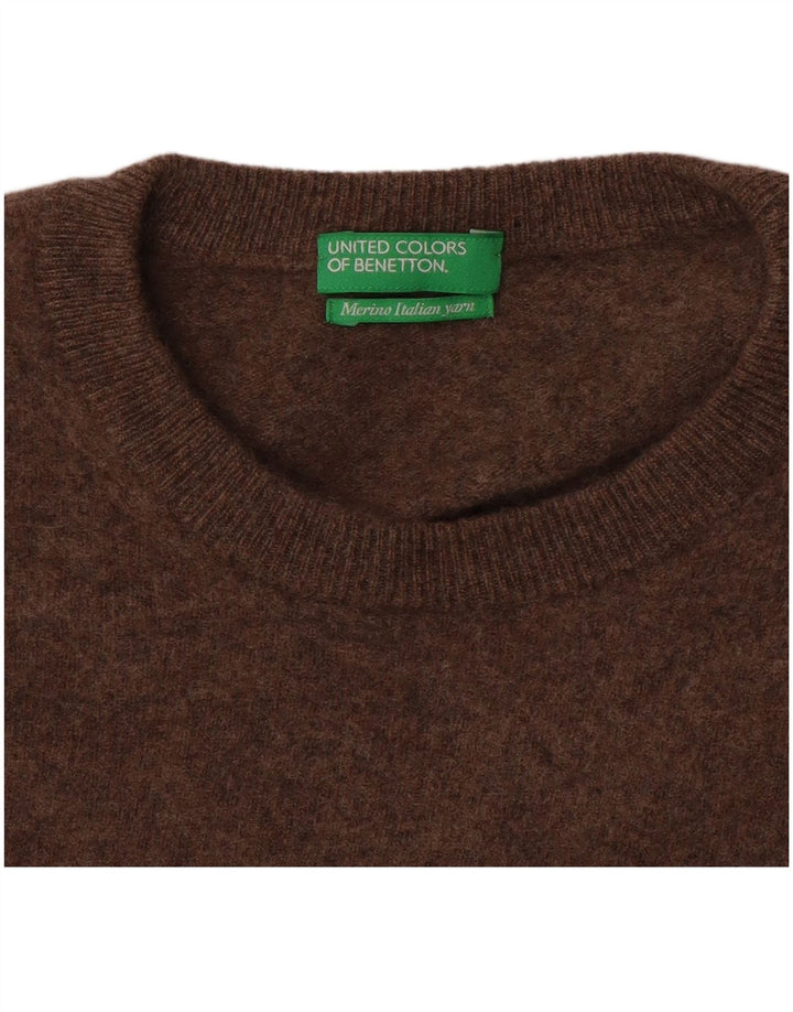 Pulover Benetton pentru femei cu gâtul turnat, maro mediu, UK 12