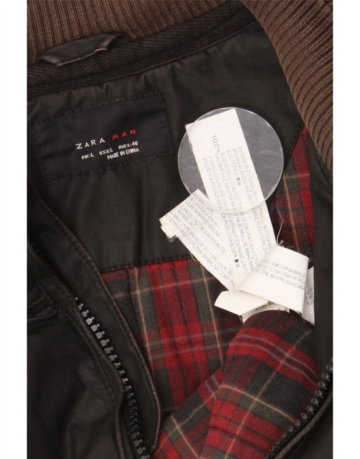 Bomber pentru bărbați Zara UK 40, mare, maro, bumbac