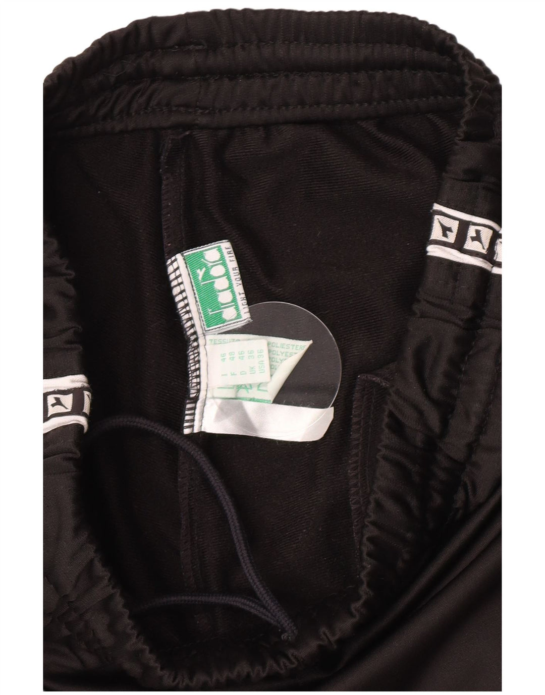 Pantaloni de trening grafic Diadora pentru bărbați UK 36 Poliester negru mic