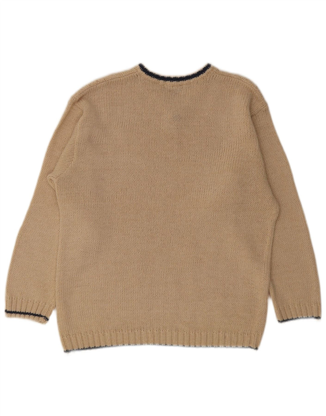 John F Gee Pulover cu decolteu în V pentru bărbați IT 48/50 Medium Bej Poliacrilic