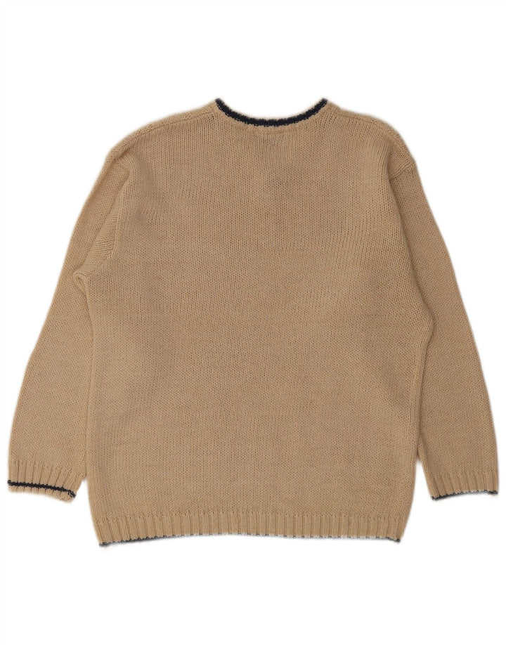 John F Gee Pulover cu decolteu în V pentru bărbați IT 48/50 Medium Bej Poliacrilic
