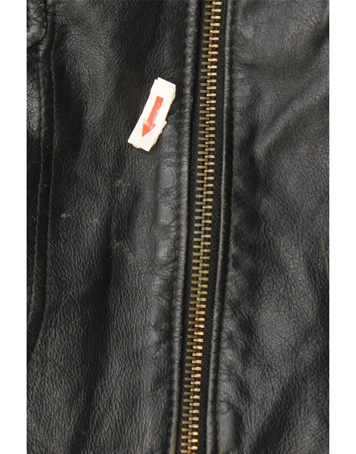 Jachetă de piele vintage pentru bărbați UK 42 XL neagră