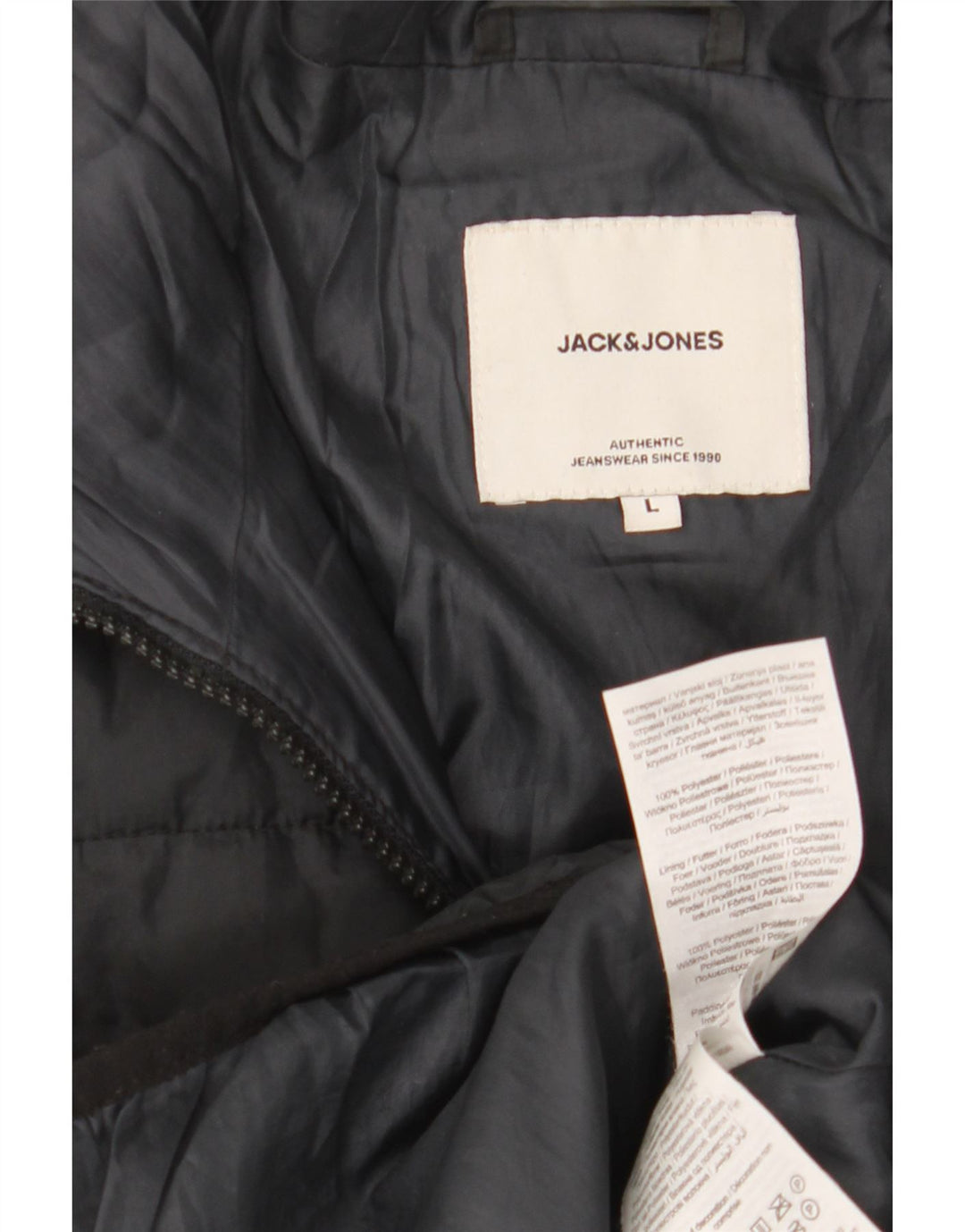 Jack & Jones Jachetă căptușită cu glugă pentru bărbați UK 40 Poliester negru mare