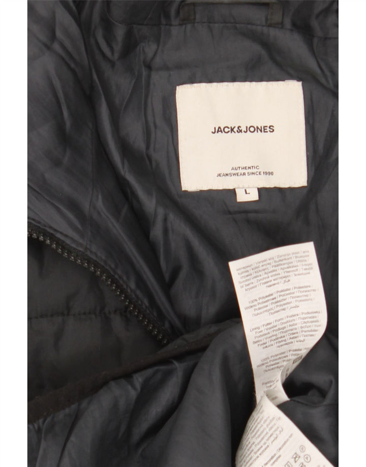 Jack & Jones Jachetă căptușită cu glugă pentru bărbați UK 40 Poliester negru mare