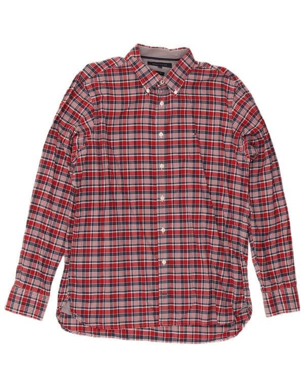 Cămașă personalizată pentru bărbați Tommy Hilfiger, bumbac cu carouri mari, roșii
