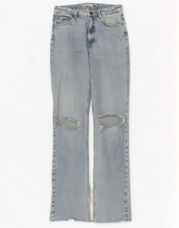 Blugi Bootcut Distressed pentru Damă Zara EU 40 Medium L30 L34 Albastru