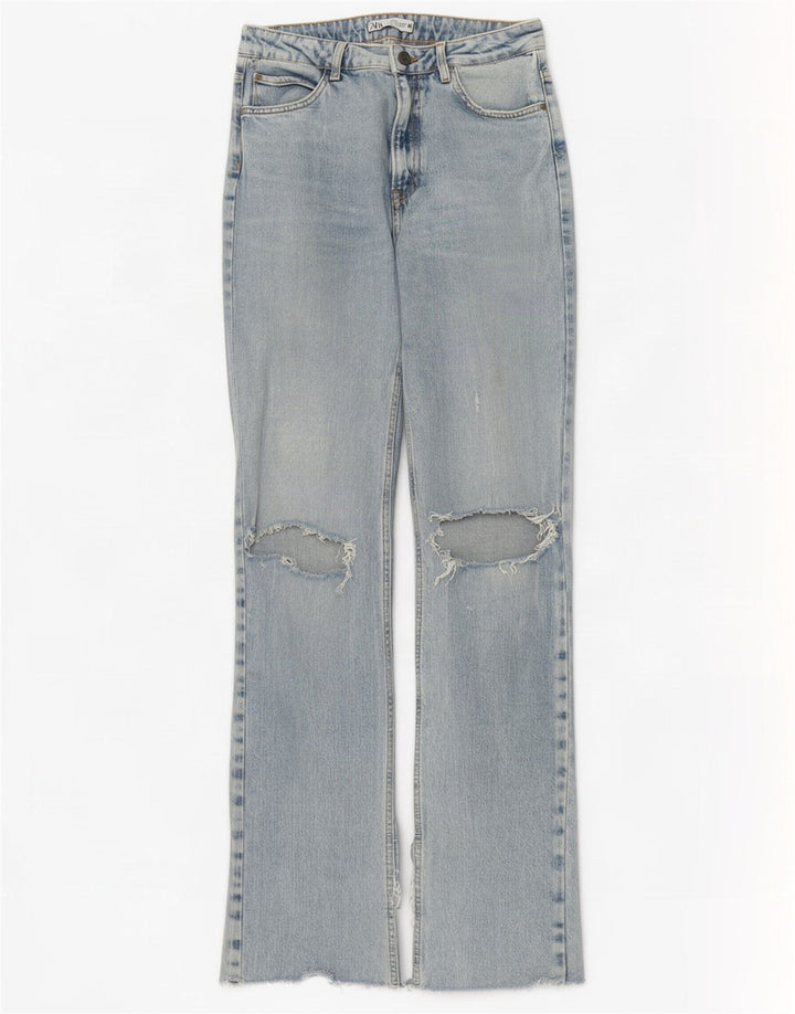 Blugi Bootcut Distressed pentru Damă Zara EU 40 Medium L30 L34 Albastru