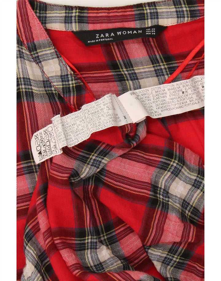 Cămașă Pulover pentru Damă Zara UK 6 XS Bumbac cu check roșu