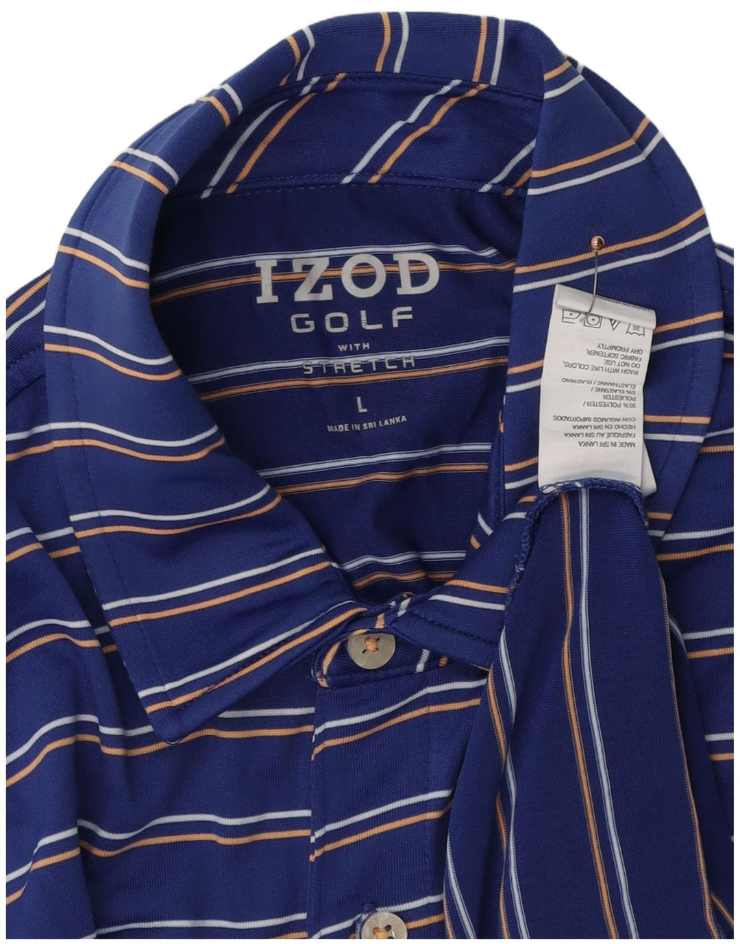 IZOD Polo de golf pentru bărbați din poliester cu dungi mari, albastre
