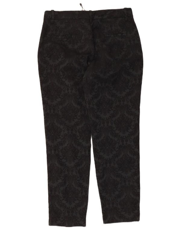 Pantaloni chino drepți pentru femei Zara Mediu L28 L27 Bumbac Floral Negru