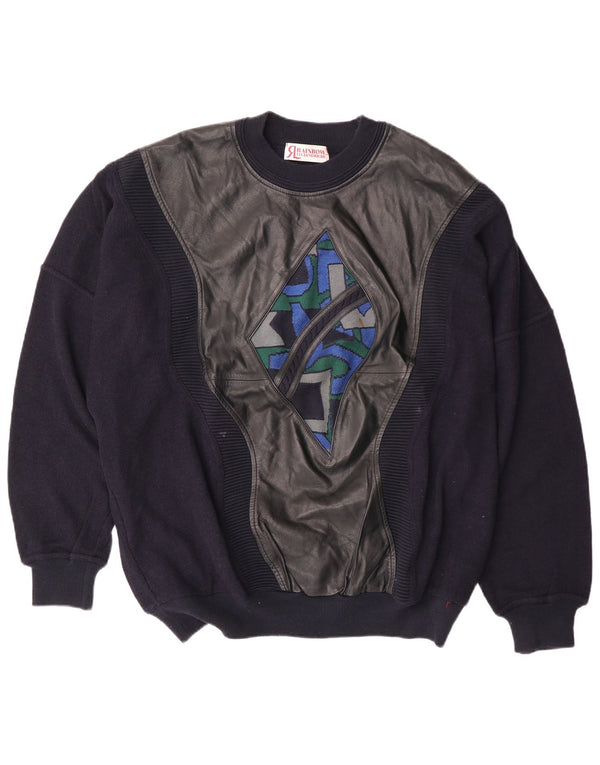 Pulover Rainbow pentru bărbați cu decolteu rotund IT 56 2XL Bumbac geometric albastru bleumarin