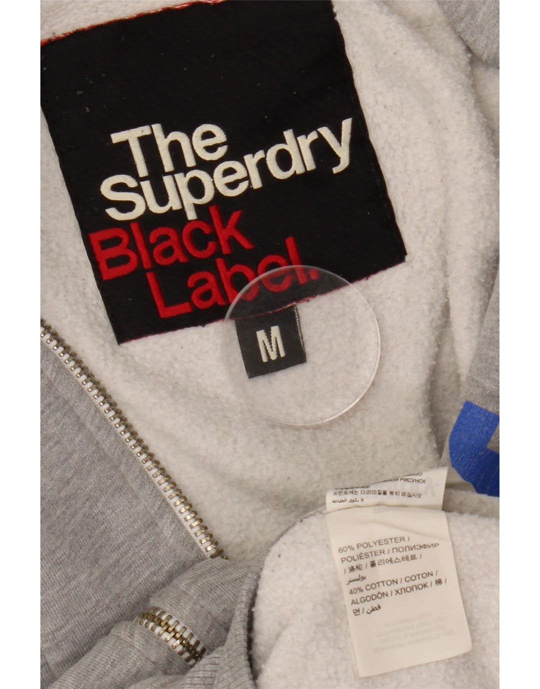 Pulover Superdry pentru bărbați, cu grafic cu fermoar, poliester, gri mediu