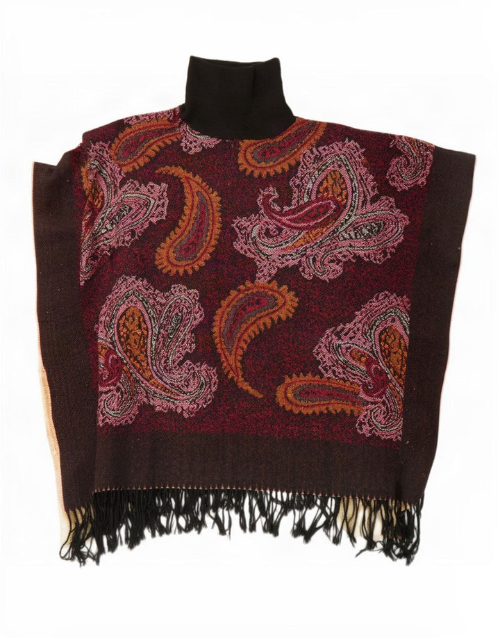 Jumper Poncho Vintage pentru femei Mărime Unică Maro Paisley