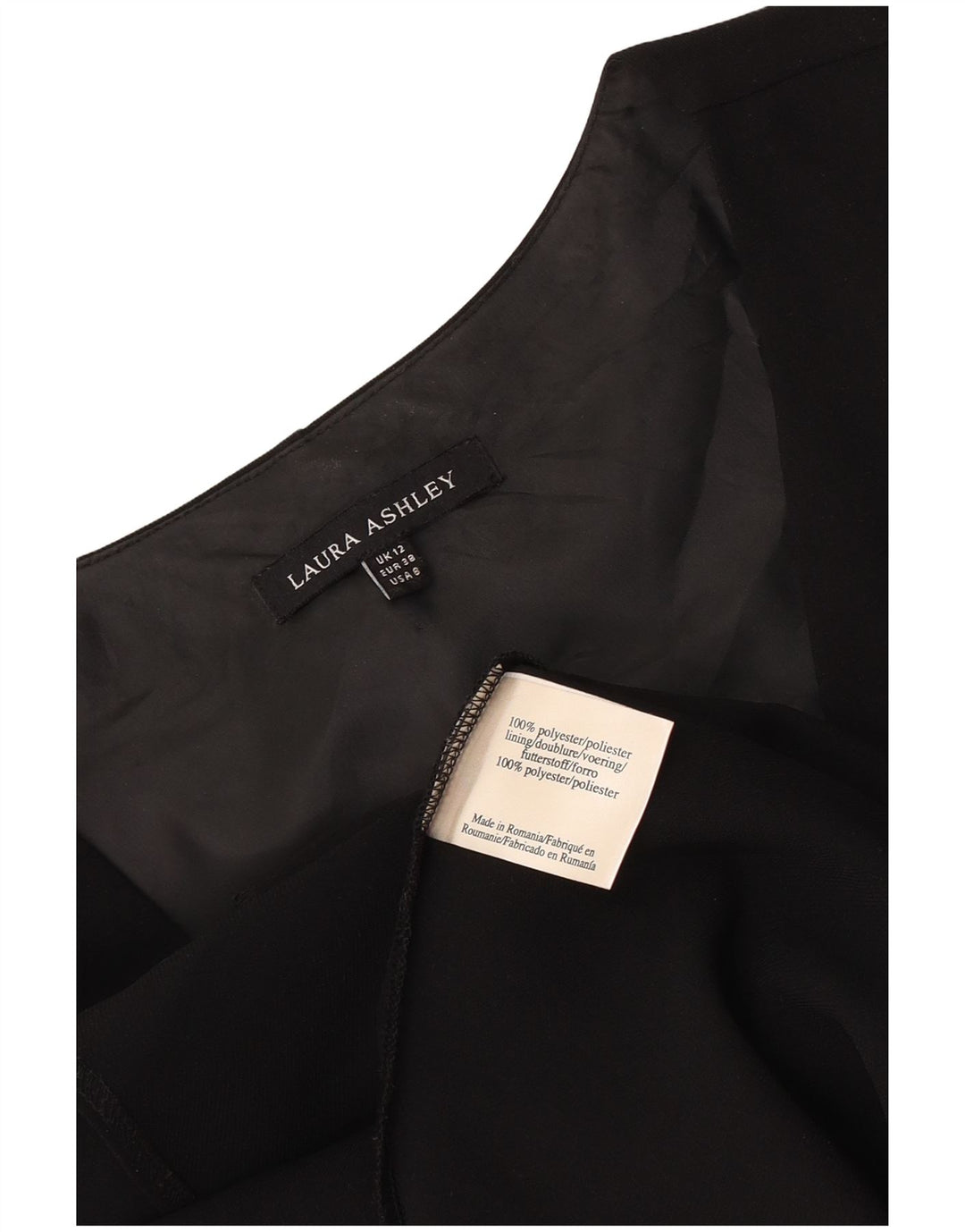 Rochie A-Line fără mâneci pentru femei Laura Ashley UK 12 Poliester mediu negru