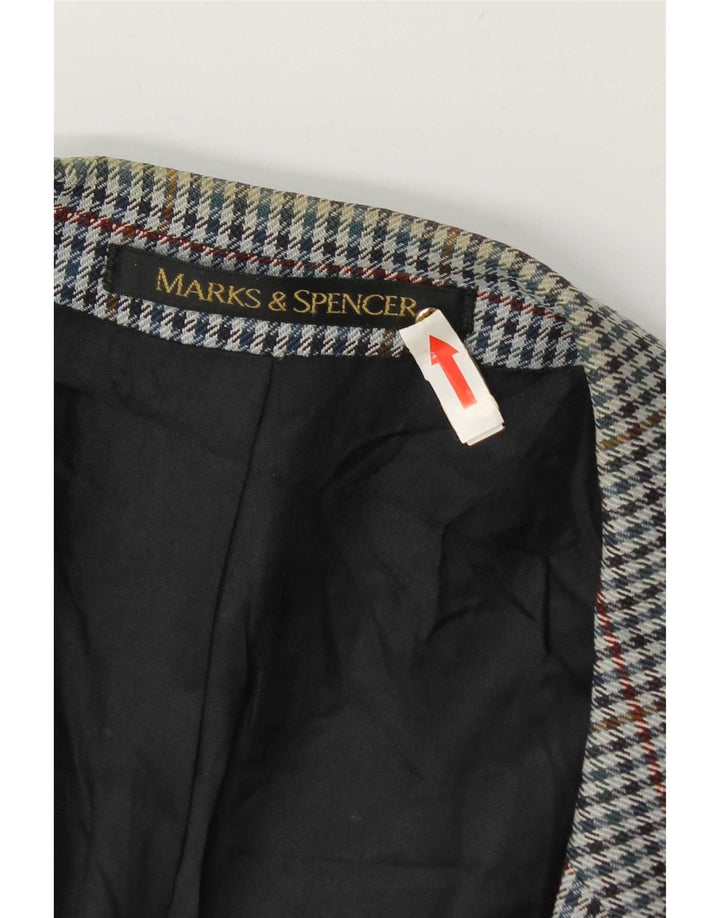 Jachetă pentru bărbați Marks & Spencer pentru bărbați, cu 2 nasturi, UK 46 XL, lână cu carouri albastre