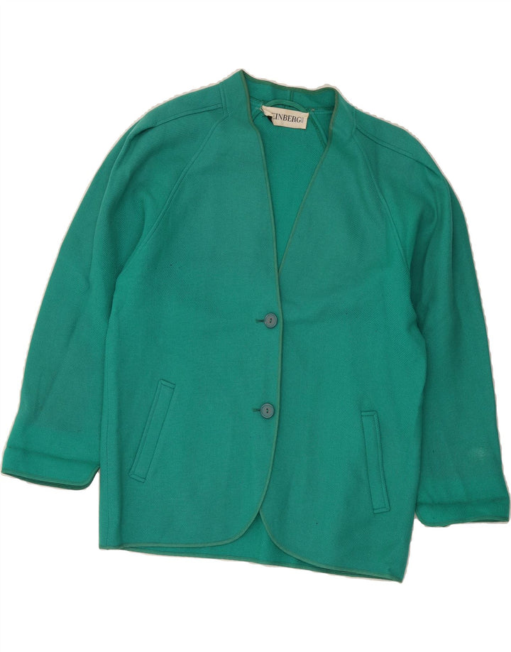 WEINBERG Womens 2 Button Blazer Jacket UK 14 Large Green Wool Vintage Weinberg and Second-Hand Weinberg from Messina Hembry 