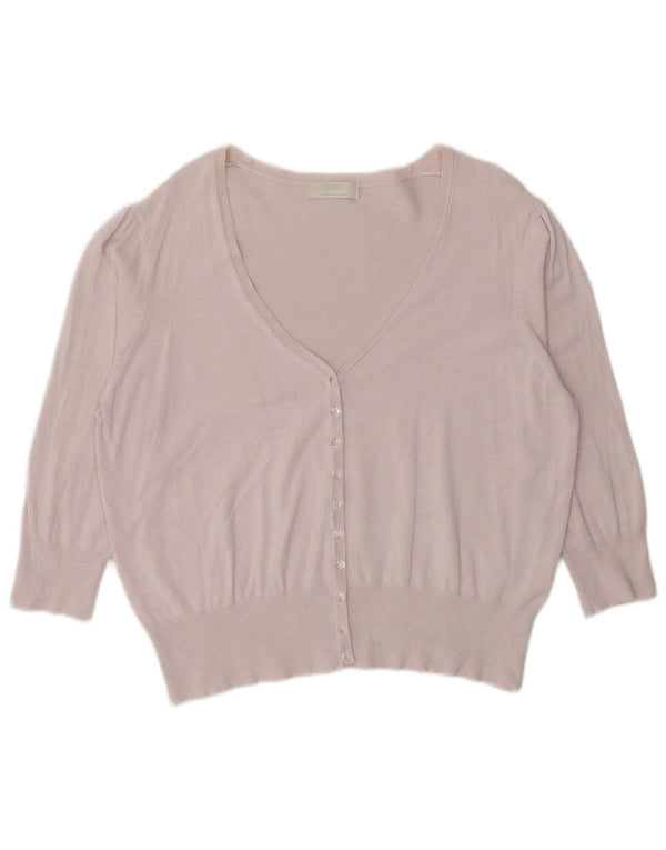 Pulover cardigan cu mâneci 3/4 pentru femei Marks & Spencer UK 20 2XL roz viscoză