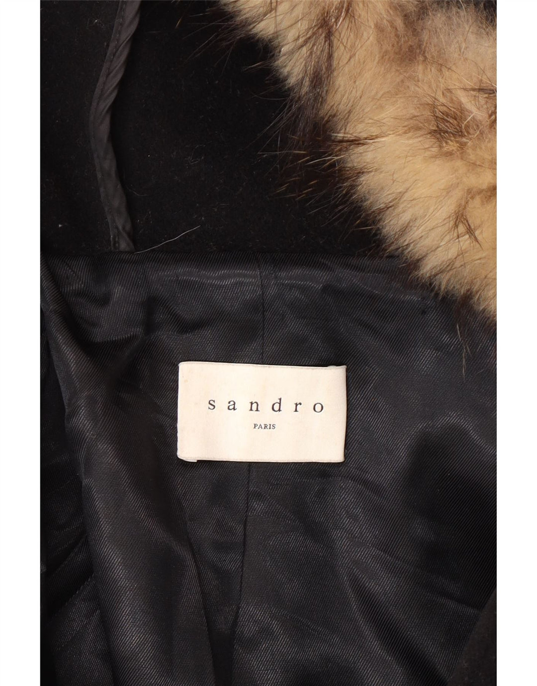 SANDRO Pardesiu cu glugă pentru femei EU 40 Lână neagră medie