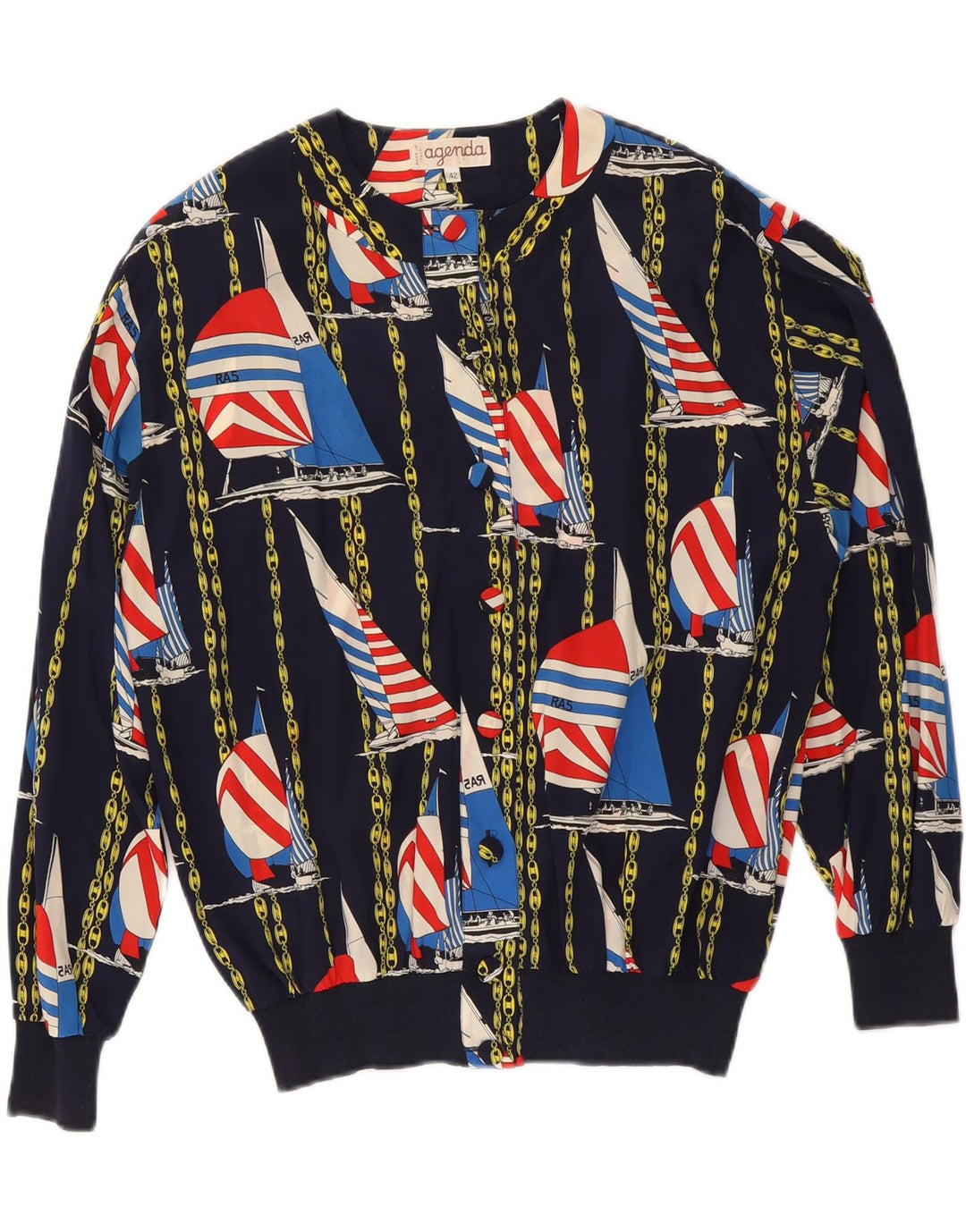 Jachetă bomber pentru femei AGENDA cu model abstract IT 42 Mătase medie bleumarin