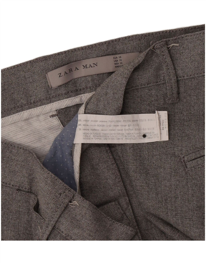 Pantaloni chino slim pentru bărbați Zara EU 38 Mici L30 L27 Gri Poliester