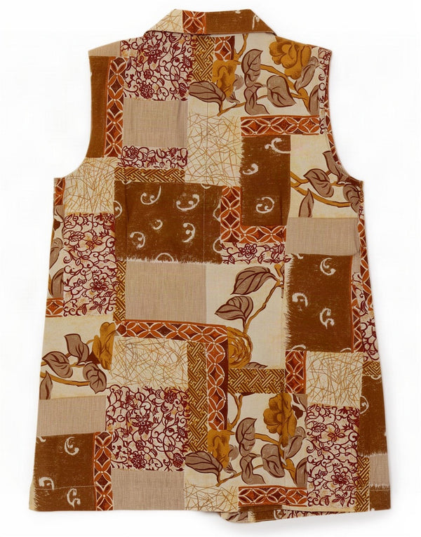 Vintage Womens Vesta UK 12 Medium Beige Patchwork