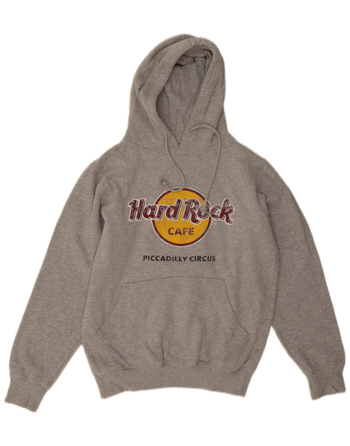 Pulover pentru bărbați Hard Rock Cafe Piccabilly Circus cu capotă, gri mediu, pete