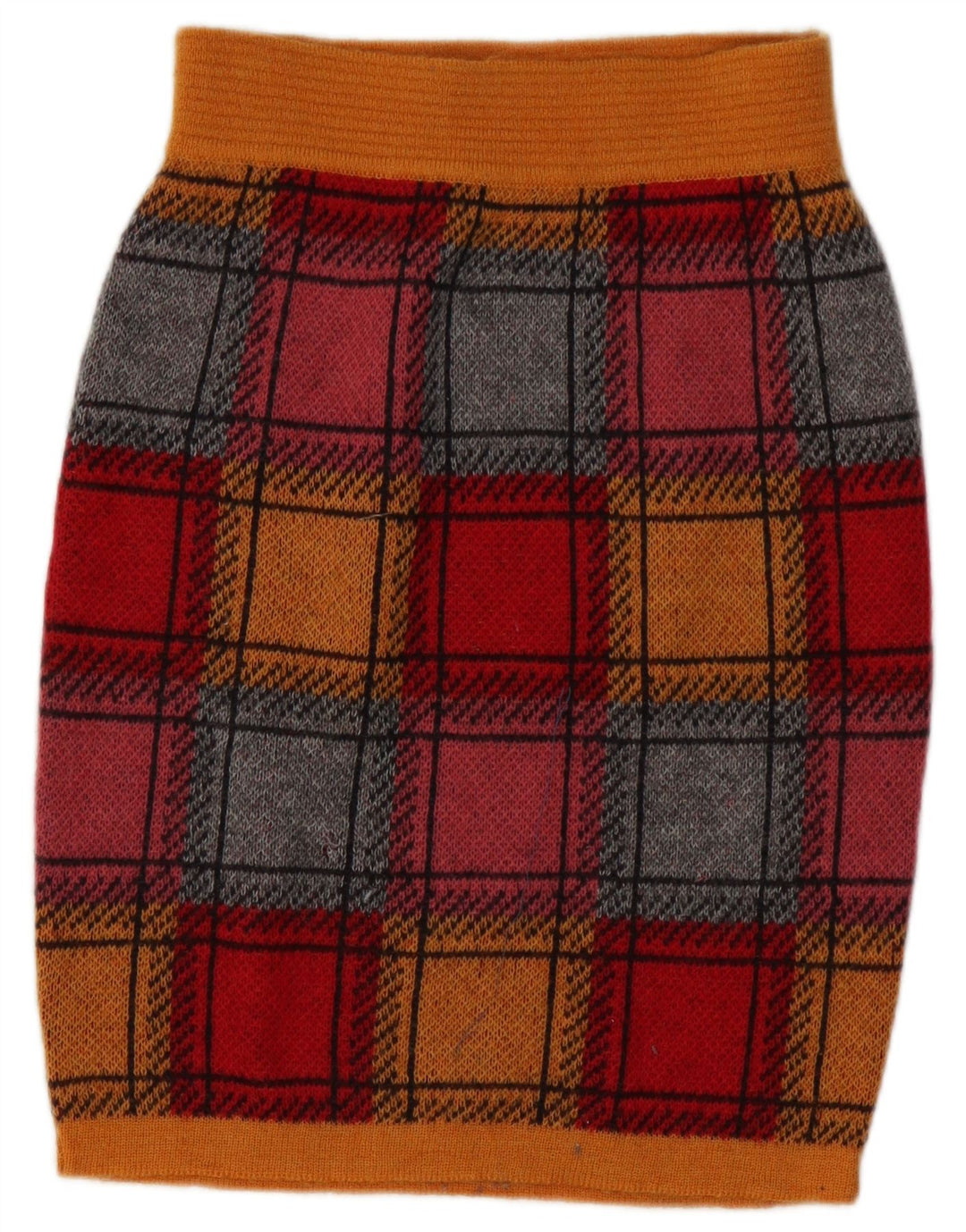 Fusta creion Vintage pentru femei tricot IT 44 Medium W26 Multicolor Check