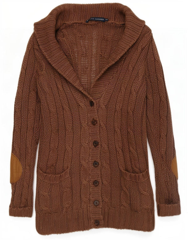 Pulover cardigan cu paragate supradimensionat pentru femei Ralph Lauren UK 6 XS in maro