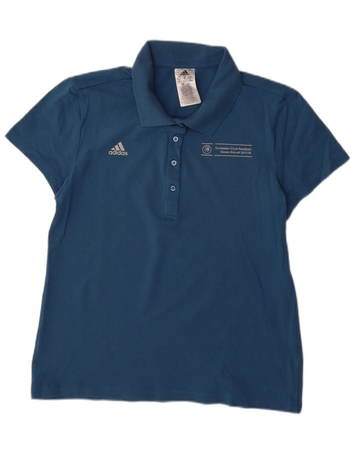 Tricou polo ADIDAS UEFA Champions League UK 12/14, bumbac albastru mediu