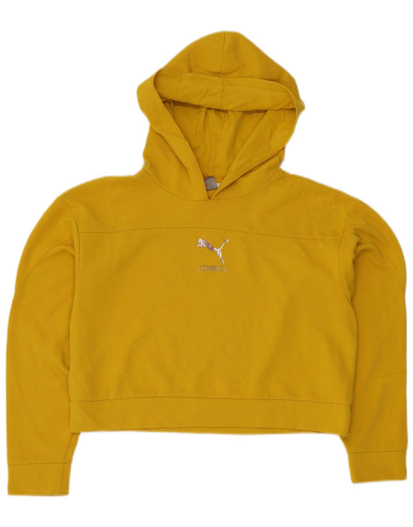 Pulover PUMA Crop Hoodie pentru femei UK 14 Bumbac galben mediu