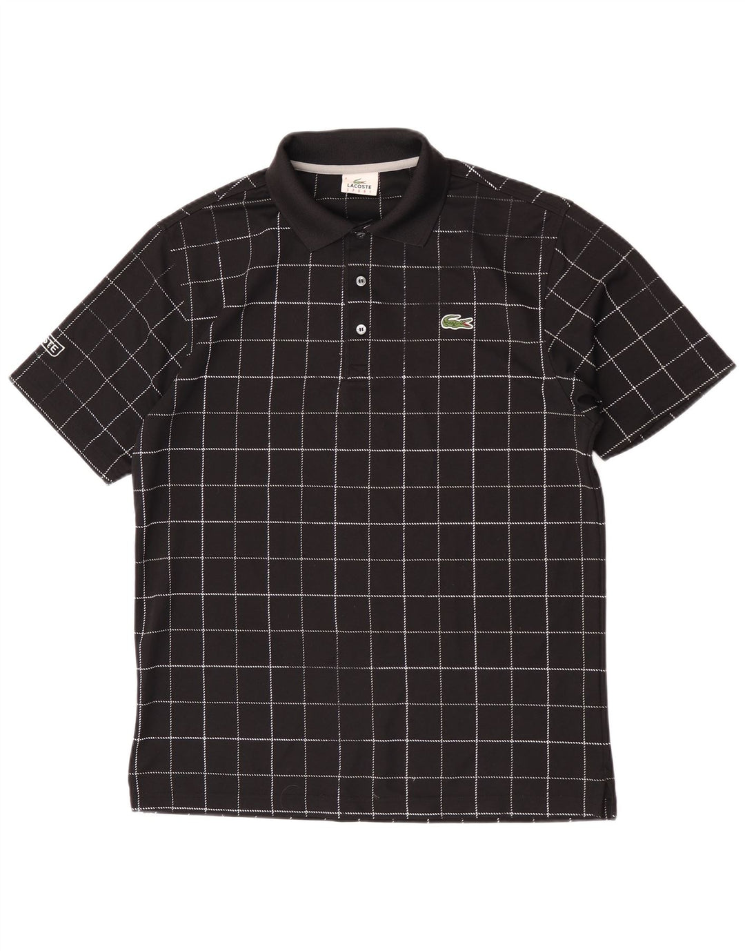Tricou polo pentru bărbați Lacoste Mărimea 4 Poliester cu carouri negru mediu