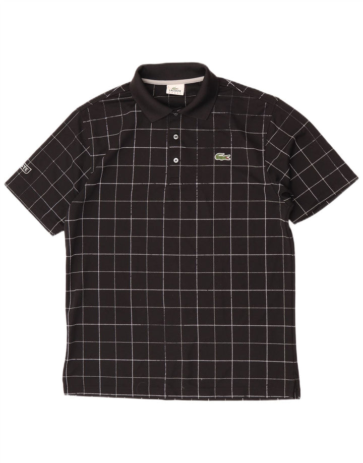 Tricou polo pentru bărbați Lacoste Mărimea 4 Poliester cu carouri negru mediu