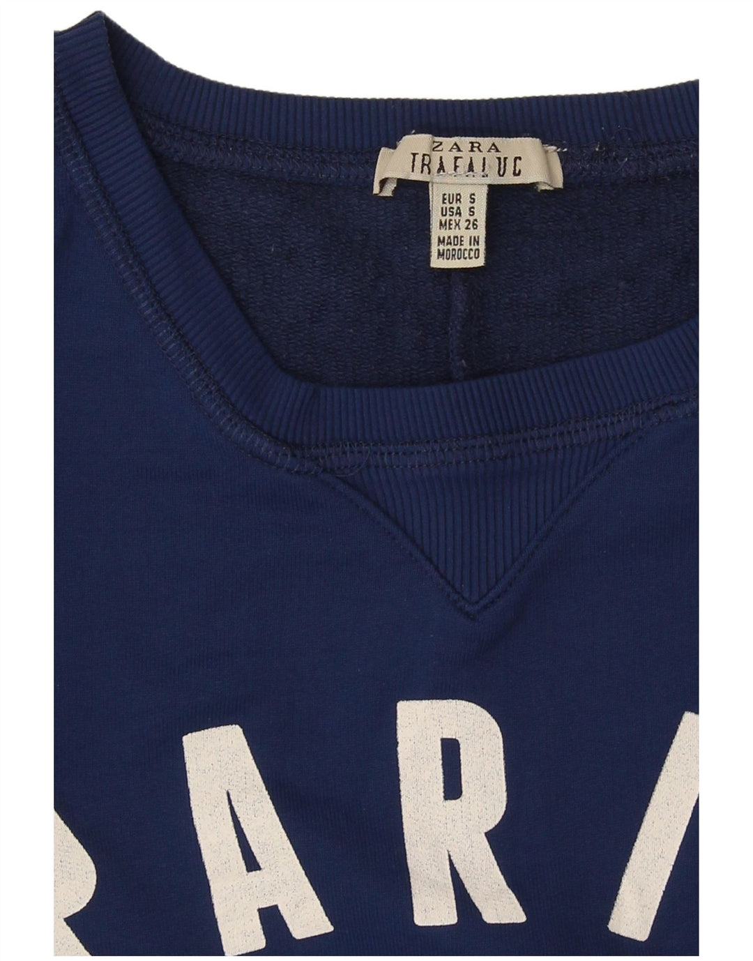 Pulover supradimensionat cu grafic Paris Zara pentru femei UK 10 Small Blue