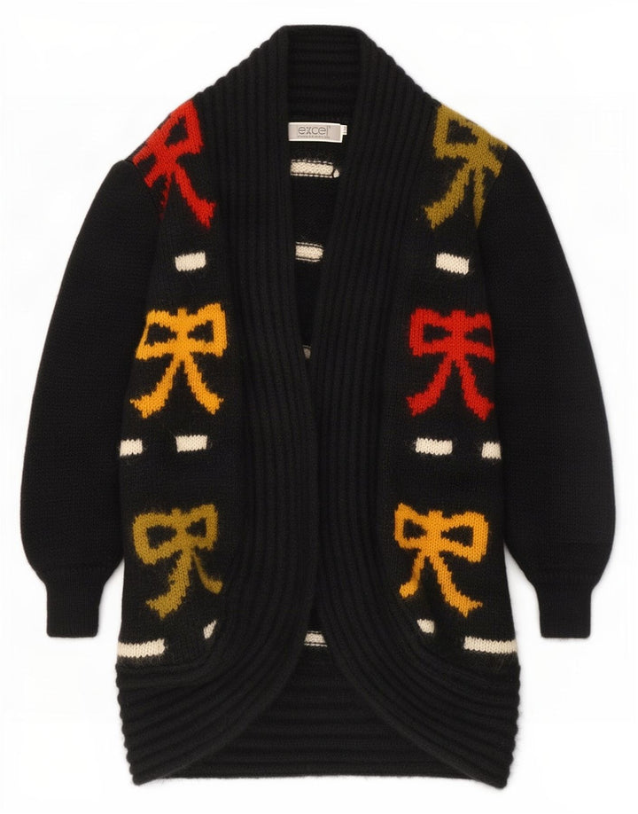 Pulover cardigan cu paragate cu model abstract pentru femei Excel UK 10 Mic Negru