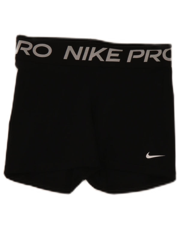 Pantaloni scurți sport Nike Dri Fit Graphic pentru femei UK 8 Small Negru Poliester