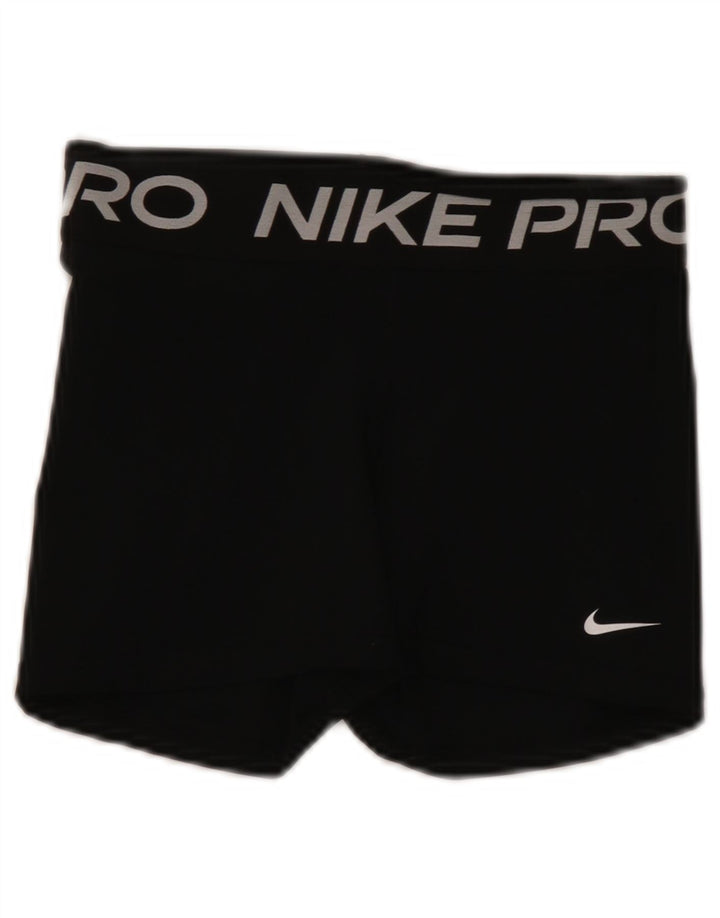 Pantaloni scurți sport Nike Dri Fit Graphic pentru femei UK 8 Small Negru Poliester