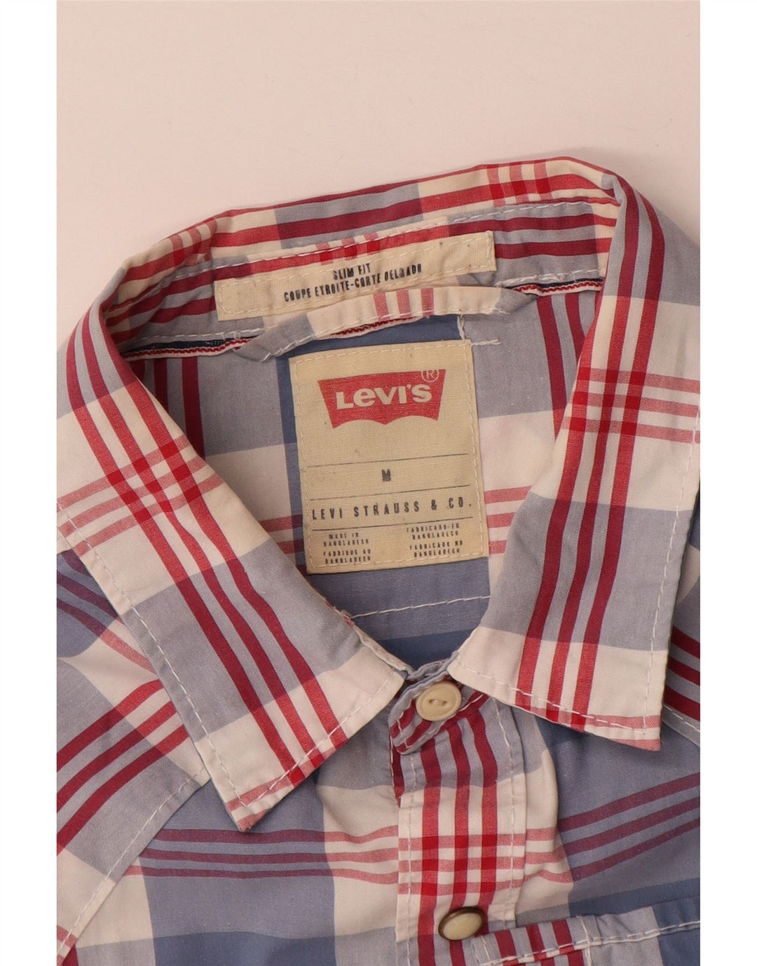Cămașă Levi's pentru bărbați, cu mânecă scurtă, slim fit, din bumbac cu carouri albastru mediu