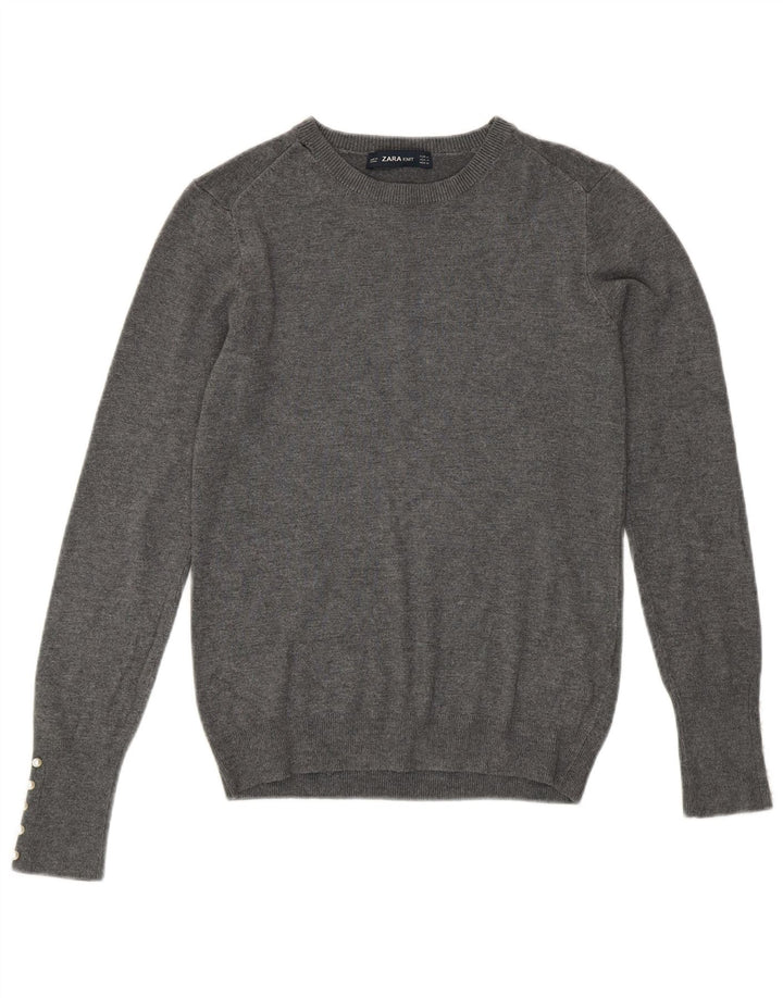 Pulover pentru damă Zara, cu gât turnut, UK 12, viscoză, gri mediu