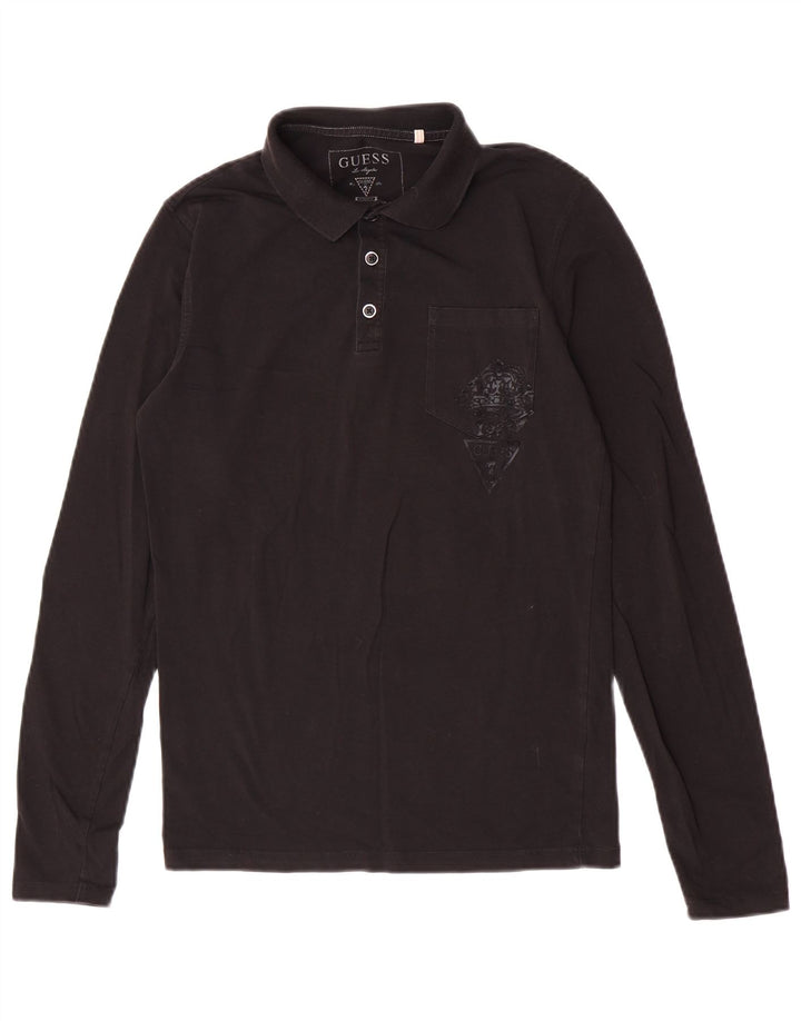 Tricou polo cu mânecă lungă Guess pentru bărbați, negru