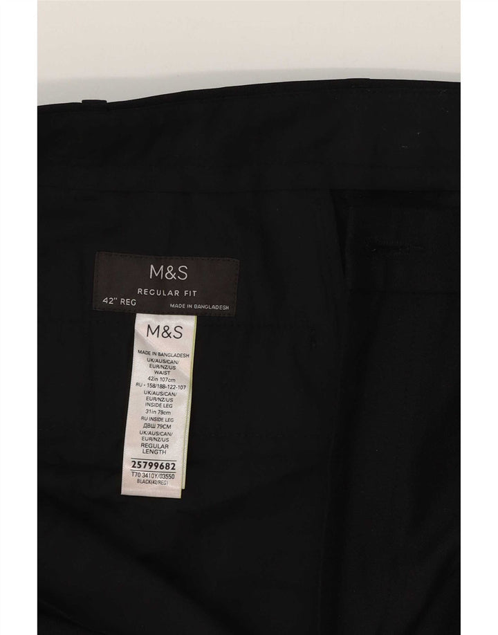 Pantaloni casual pentru bărbați Marks & Spencer, cu ajustare normală, L42 L31, poliester negru