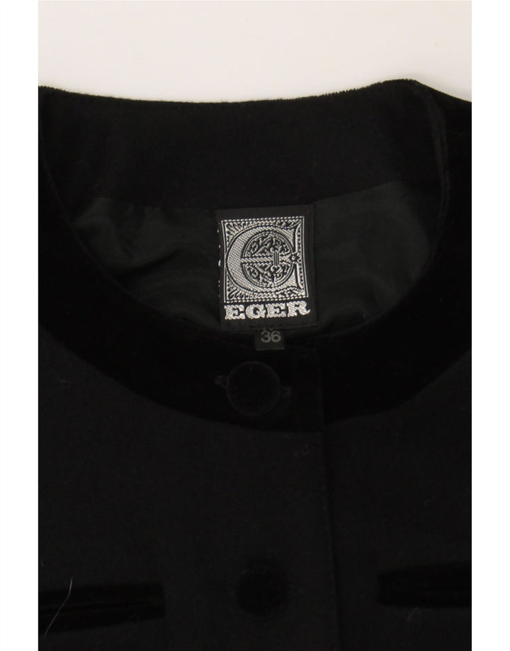 EGER Womens Crop 5 Button Blazer Jacket EU 36 Small Black New Wool Vintage Eger and Second-Hand Eger from Messina Hembry 