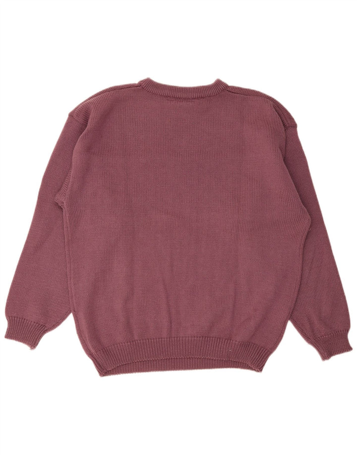 Pulover vintage pentru bărbați cu decolteu triplu, mare, violet, poliacrilic
