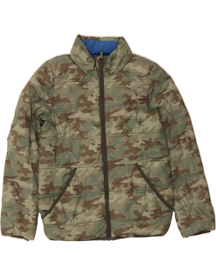 FAT FACE Boys Padded Jacket 12-13 Years Green Camouflage Polyester Vintage Fat Face and Second-Hand Fat Face from Messina Hembry 